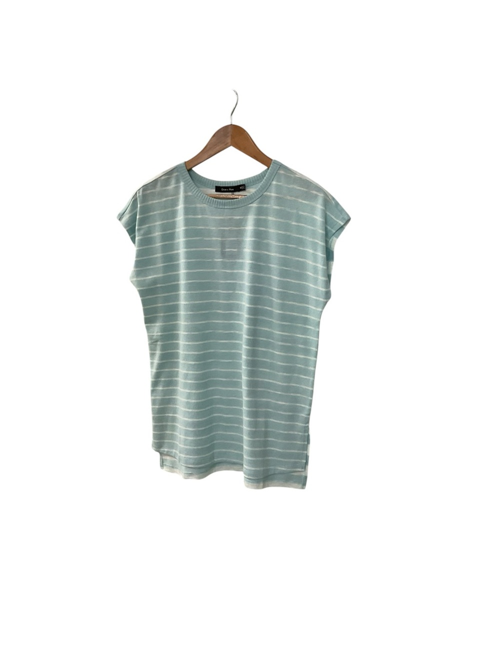 Doe &Rae Light Blue Striped Cap-Sleeve Top